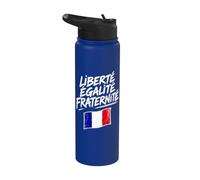 Liberté Égalité Fraternité Sketch con bandera francesa Stainless Steel Insulated Water Bottle