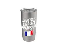 Liberté Égalité Fraternité Sketch con bandera francesa Vaso térmico de acero inoxidable de doble pared