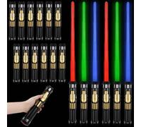 Liberty Imports Juego de 12 sables con luz LED, espadas totalmente retráctiles sensibles al movimiento con efectos de sonido FX para niños y adultos