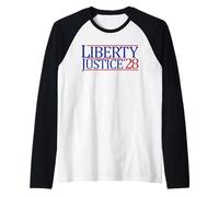 Liberty Justice '28 con Libertad y Justicia para Todos Camiseta Manga Raglan