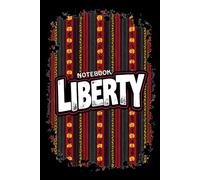 LIBERTY Notebook - Halftone Retro Art with African Kente Pattern: Excellent for journaling, school notes, goal planning, or sketching ideas. Size 6 x 9 inches and 120 lined pages