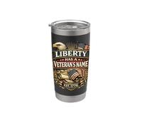 Liberty tiene un nombre de veterano, 1776 Eagle Flag USA Veteran Pride Vaso térmico de acero inoxidable de doble pared