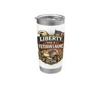 Liberty tiene un nombre de veterano, 1776 Eagle Flag USA Veteran Pride Vaso térmico de acero inoxidable de doble pared
