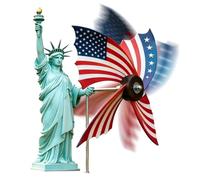 Libertytwirl Spinner Set, Patriotic Garden Windmill Kit, Motion with Balancedrotationhub, Steel Yard Ornament, Bold Flag Pattern Style for Backyard Poolside Use