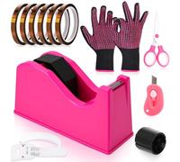 libfrnt Juego de 12 dispensadores de cinta térmica, dispensador de cinta de sublimación, guantes resistentes al calor con topes de silicona, 6 cintas de calor para sublimación, mini cortador, regla de