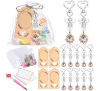 LIbgiubhy 30 llaveros de corazones de cristal y colgante de ala para bautizos y regalos de invitados de boda con bolsa de organza y tarjeta de agradecimiento