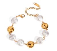 LIbgiubhy Abalorio de acero inoxidable de estilo vintage con forma de moneda, perlas, adecuado para mujeres
