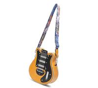 LIbgiubhy Bolso cruzado de piel sintética inspirada en la guitarra con correa ajustable para un transporte cómodo, Amarillo