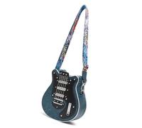 LIbgiubhy Bolso cruzado de piel sintética inspirada en la guitarra con correa ajustable para un transporte cómodo, Blue