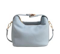 LIbgiubhy Bolso cruzado plisado de piel sintética para mujer con asa superior, elegante bolso de hombro de color sólido con cremallera para ir de compras, Blue