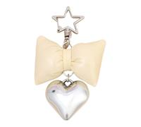 LIbgiubhy Bonito llavero de piel sintética con diseño de corazón y lazo, colgante de teléfono, para mujer, mochila, bolso de mano, decoración encantadora
