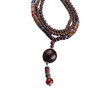 LIbgiubhy Cadena de cuentas de madera hecha a mano, collar de cuentas de madera, cadena larga y delicada unisex