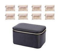 LIbgiubhy Caja compacta de almacenamiento de joyas, juego de 6 bolsas de joyería para organizar accesorios, caja de piel sintética de tamaño de viaje