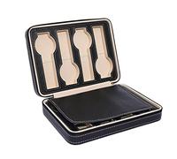 LIbgiubhy Caja portátil de 2/4/8 rejillas de viaje para relojes de viaje de piel sintética con cremallera, estuche de almacenamiento para reloj de viaje