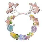 LIbgiubhy Colección de pulseras de cuentas de cristal, surtido de piedras de energía vibrantes, dije de cadena de pulsera