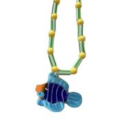 LIbgiubhy Collar con colgante de pez de cristal hecho a mano, cadena de cuentas coloridas, longitud ajustable, gargantilla para mujeres elegantes