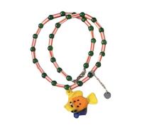 LIbgiubhy Collar con colgante de pez de cristal hecho a mano, cadena de cuentas coloridas, longitud ajustable, gargantilla para mujeres elegantes