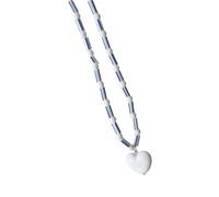 LIbgiubhy Collar de cadena de cuentas, collar con colgante de corazón, collar con colgante de corazón, textura de resina, adecuado para cualquier ocasión