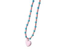 LIbgiubhy Collar de cadena de cuentas, collar con colgante de corazón, collar con colgante de corazón, textura de resina, adecuado para cualquier ocasión