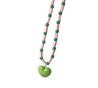 LIbgiubhy Collar de cadena de cuentas, collar con colgante de corazón, collar con colgante de corazón, textura de resina, adecuado para cualquier ocasión