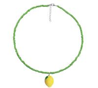 LIbgiubhy Collar de cuentas de frutas hecho a mano, longitud ajustable, cadena de clavícula con cuentas coloridas para fiestas y vacaciones