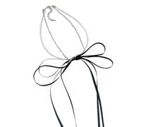 LIbgiubhy Collar de doble capa con cuentas de lazo, colgante de clavícula, cadena de clavícula francesa para mujeres y niñas