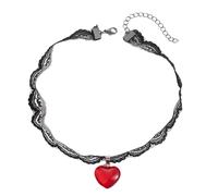 LIbgiubhy Collar de encaje resistente de moda con lazo y colgante de abalorio, accesorio de joyería para uso diario moderno y elegante