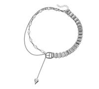 LIbgiubhy Collar de moda con corazón y borlas, longitud ajustable, cadena de tono plateado, accesorio de uso diario