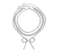 LIbgiubhy Collar sofisticado de perlas con colgante de lazo, cadena de cuentas para entusiastas de la colección