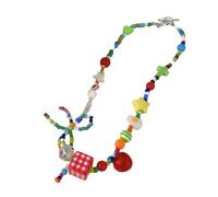 LIbgiubhy Colorido collar de cuentas con lazo, gargantilla con dije de estrella y fruta, accesorios de moda para mujeres y niñas