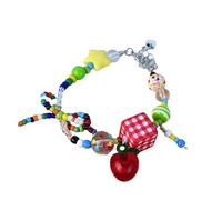 LIbgiubhy Colorido collar de cuentas con lazo, gargantilla con dije de estrella y fruta, accesorios de moda para mujeres y niñas