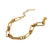 LIbgiubhy Elegante cadena de eslabones de acero inoxidable en forma de U, chapado en oro de 18 quilates, uso diario