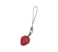 LIbgiubhy Elegante colgante de fresa para teléfono celular, accesorio único para decoración de llavero, bolsa de abalorio, decoración para teléfono, cordón antipérdida