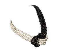 LIbgiubhy Elegante collar de cuentas de perlas de imitación de bloques de color, cadena de cuello de cuentas de varios niveles, longitud ajustable, joyería de cadena de clavícula