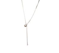 LIbgiubhy Elegante collar de perlas largas de plata de ley con colgante elegante para mujer, cadena de vestir portátil para regalos de amigos