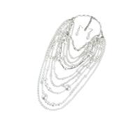 LIbgiubhy Elegante juego de collar y aretes de perlas multicapa para mujeres elegantes que aman las joyas de estilos únicos