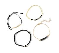 LIbgiubhy Elegante juego de cuentas de imitación de cristal negro para mujer, longitud ajustable, cadena de mano, accesorios de joyería de moda