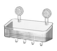 LIbgiubhy Estante resistente para almacenamiento de baño, soporte transparente para champú con ventosas fuertes para mujeres