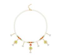 LIbgiubhy Exquisito collar de gargantilla con cuentas blancas, collar moderno con cuentas, versátil para reuniones y reuniones sociales