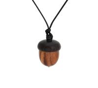 LIbgiubhy Gargantilla de madera de bellotas con colgante étnico de almacenamiento, cadena de clavícula, cuerda de cera, accesorios de joyería de boda