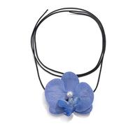 LIbgiubhy Hermosa cadena de cuello de flores, elegante collar de joyería floral con adornos de perlas, accesorio de moda