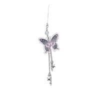 LIbgiubhy Llavero con colgante de estrella de mariposa, accesorio para colgar teléfono con cuentas, cadena antipérdida, joyería