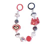 LIbgiubhy Llavero con cuentas y colgante de cadena de moda para teléfono celular, para mujer, cordón para teléfono, joyería familiar