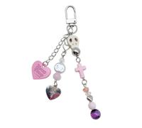 LIbgiubhy Llavero gótico misterioso con colgante de calavera y corazón, accesorio de moda, llavero para teléfono