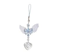 LIbgiubhy Lovely Love - Cadena con colgante de teléfono hecha a mano, correa de teléfono con alas azules, llavero para bolsa de llaves
