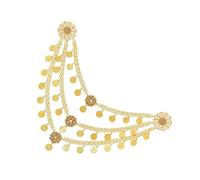 LIbgiubhy Lujosa cadena de hombro de aleación de varios niveles con borlas de moneda, elegante adorno de hombro para fiestas y festivales