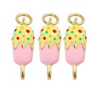 LIbgiubhy Paquete de 3 colgantes de helado con diseño de paletas de helado, joyas chapadas en oro para mujer, collar con forma de corazón y hongos