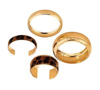 LIbgiubhy Paquete de 4 pulseras modernas de metal punk geométricas con textura de aleación para trajes casuales