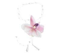 LIbgiubhy Preciosa cadena con colgante de perlas y flecos, delicada flor para el cuello, elegante gargantilla adornada con flores