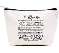 LIBIHUA Bolsa de maquillaje para mujer, bolsa de cosméticos, regalo para ella, bolsa de viaje para mujer, beige, 9.8 ″ W x 7″ H x 2.7″ Bottom, 6-to My Wife I Wish